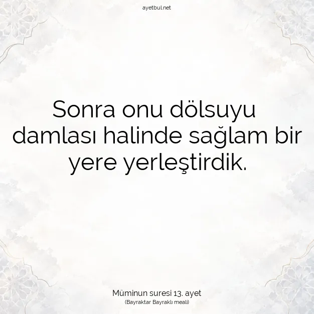 Ayetbul | Kuran Mealleri | Quran | Müminun suresi 13. ayet
