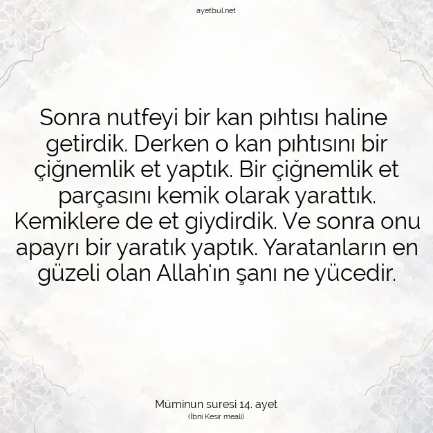 Ayetbul | Kuran Mealleri | Quran | Müminun suresi 14. ayet