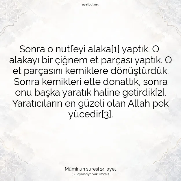 Ayetbul | Kuran Mealleri | Quran | Müminun suresi 14. ayet