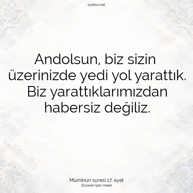 Ayetbul | Kuran Mealleri | Quran | Müminun suresi 17. ayet