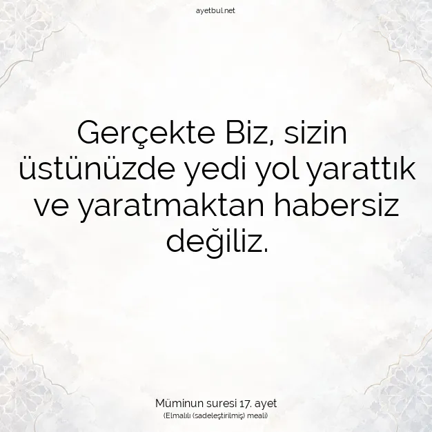 Ayetbul | Kuran Mealleri | Quran | Müminun suresi 17. ayet