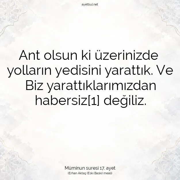Ayetbul | Kuran Mealleri | Quran | Müminun suresi 17. ayet