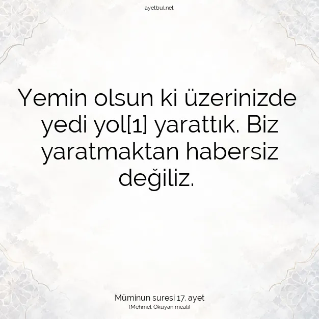 Ayetbul | Kuran Mealleri | Quran | Müminun suresi 17. ayet
