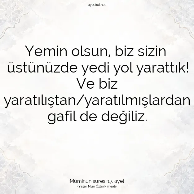 Ayetbul | Kuran Mealleri | Quran | Müminun suresi 17. ayet