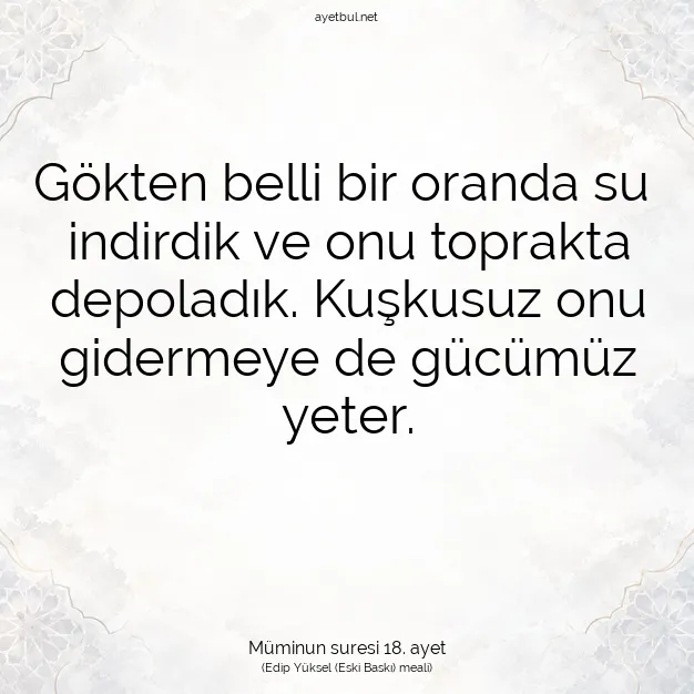 Ayetbul | Kuran Mealleri | Quran | Müminun suresi 18. ayet