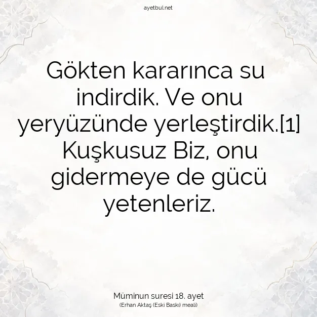 Ayetbul | Kuran Mealleri | Quran | Müminun suresi 18. ayet
