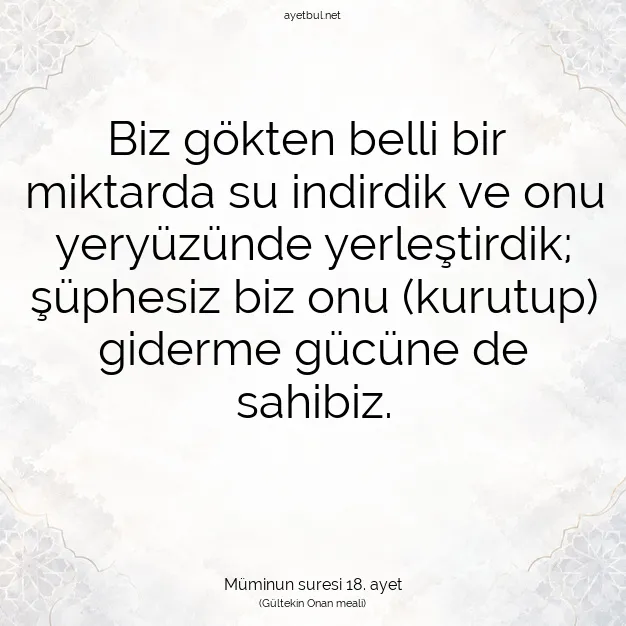 Ayetbul | Kuran Mealleri | Quran | Müminun suresi 18. ayet