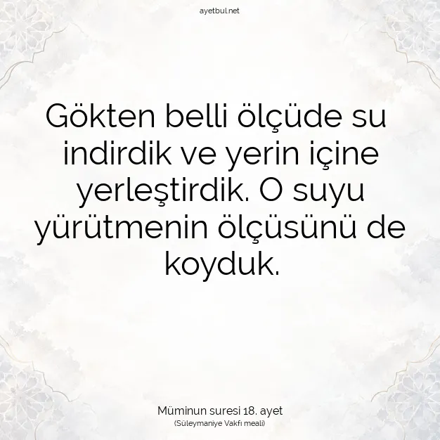 Ayetbul | Kuran Mealleri | Quran | Müminun suresi 18. ayet