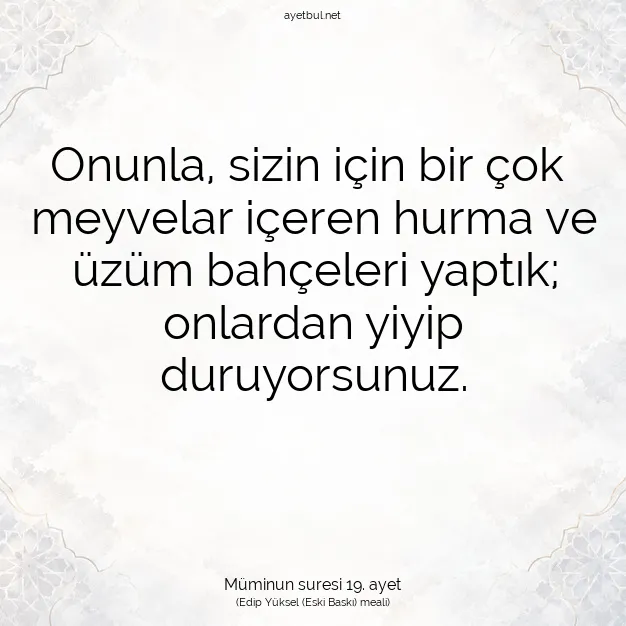 Ayetbul | Kuran Mealleri | Quran | Müminun suresi 19. ayet