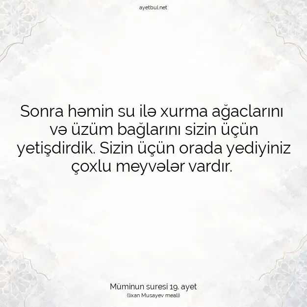 Ayetbul | Kuran Mealleri | Quran | Müminun suresi 19. ayet