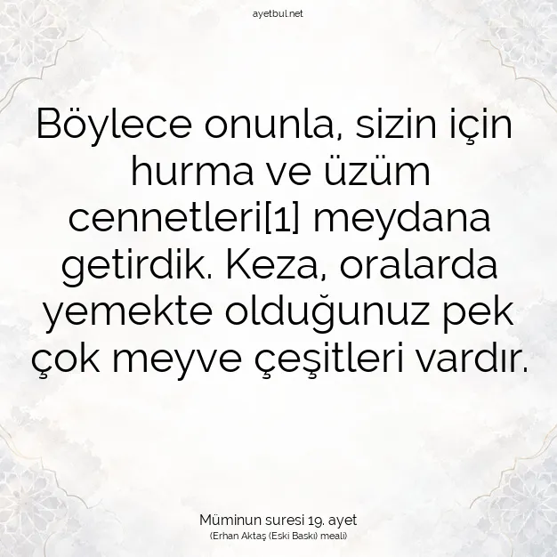 Ayetbul | Kuran Mealleri | Quran | Müminun suresi 19. ayet