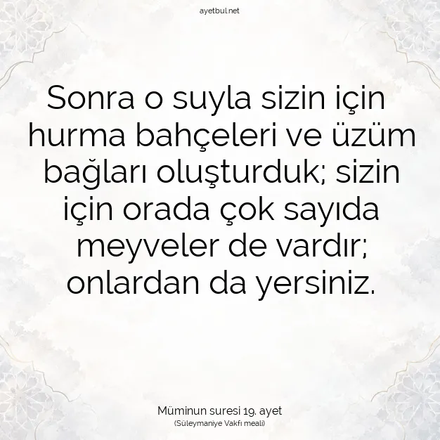 Ayetbul | Kuran Mealleri | Quran | Müminun suresi 19. ayet