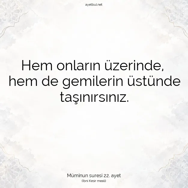 Ayetbul | Kuran Mealleri | Quran | Müminun suresi 22. ayet