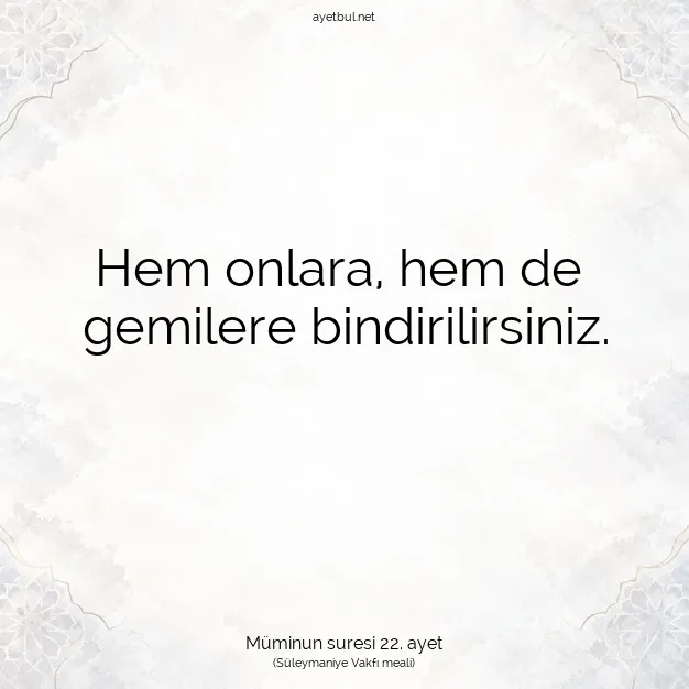 Ayetbul | Kuran Mealleri | Quran | Müminun suresi 22. ayet