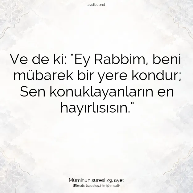 Ayetbul | Kuran Mealleri | Quran | Müminun suresi 29. ayet