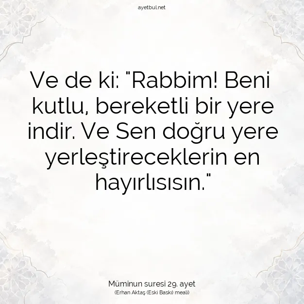 Ayetbul | Kuran Mealleri | Quran | Müminun suresi 29. ayet