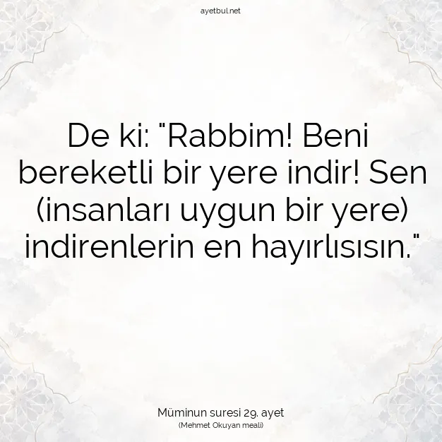 Ayetbul | Kuran Mealleri | Quran | Müminun suresi 29. ayet
