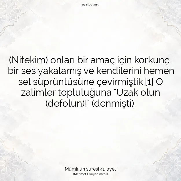 Ayetbul | Kuran Mealleri | Quran | Müminun suresi 41. ayet