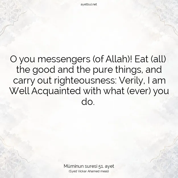 Ayetbul | Kuran Mealleri | Quran | Müminun suresi 51. ayet