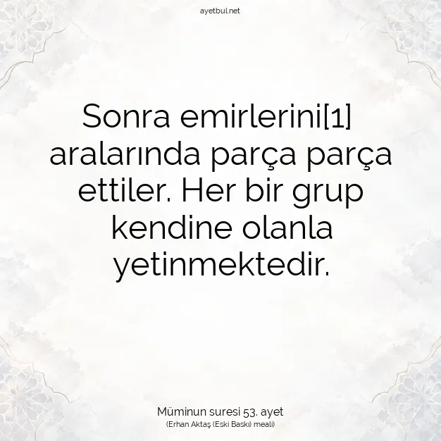 Ayetbul | Kuran Mealleri | Quran | Müminun suresi 53. ayet