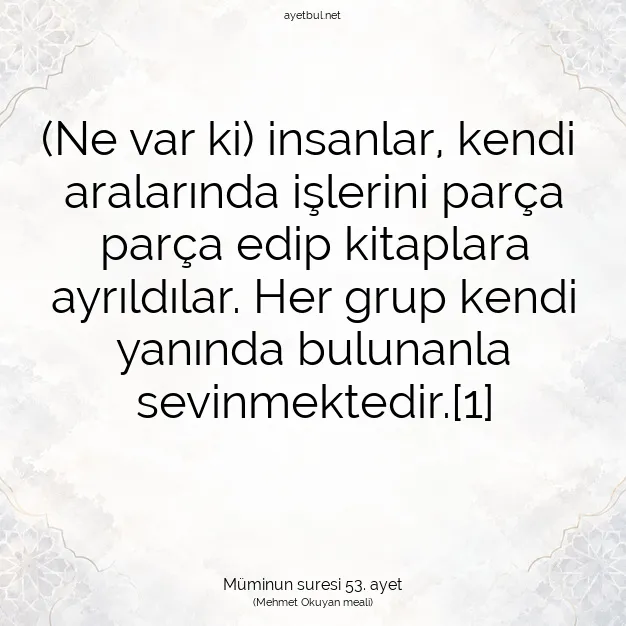 Ayetbul | Kuran Mealleri | Quran | Müminun suresi 53. ayet
