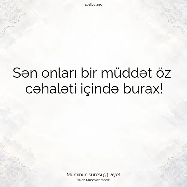 Ayetbul | Kuran Mealleri | Quran | Müminun suresi 54. ayet