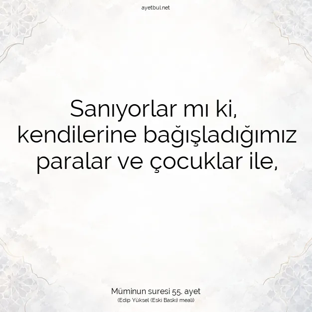 Ayetbul | Kuran Mealleri | Quran | Müminun suresi 55. ayet