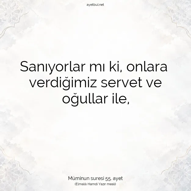Ayetbul | Kuran Mealleri | Quran | Müminun suresi 55. ayet