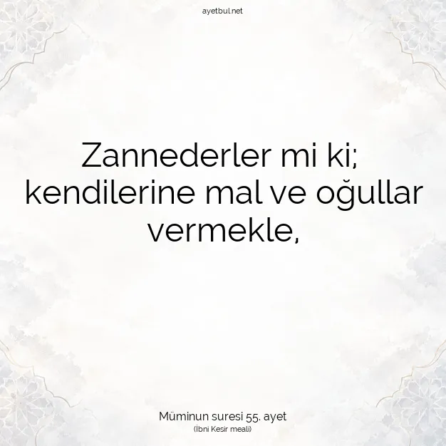 Ayetbul | Kuran Mealleri | Quran | Müminun suresi 55. ayet