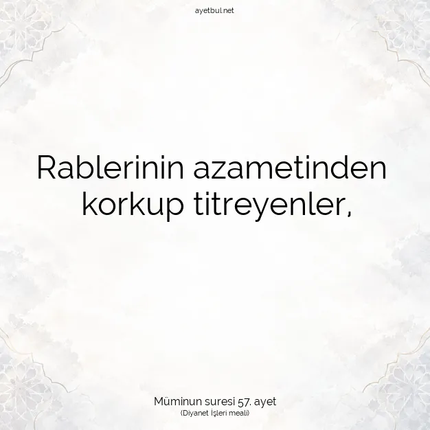 Ayetbul | Kuran Mealleri | Quran | Müminun suresi 57. ayet