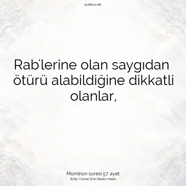 Ayetbul | Kuran Mealleri | Quran | Müminun suresi 57. ayet