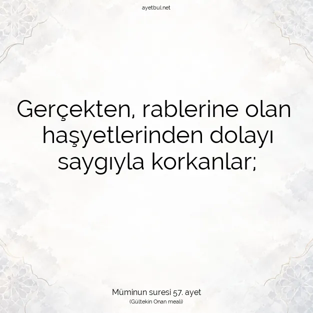 Ayetbul | Kuran Mealleri | Quran | Müminun suresi 57. ayet
