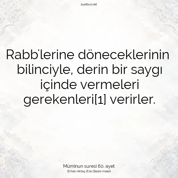 Ayetbul | Kuran Mealleri | Quran | Müminun suresi 60. ayet
