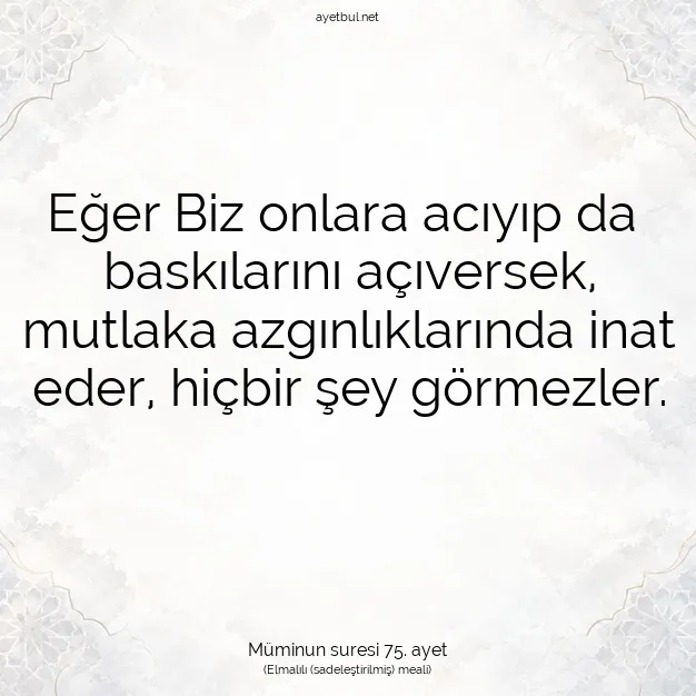 Ayetbul | Kuran Mealleri | Quran | Müminun suresi 75. ayet