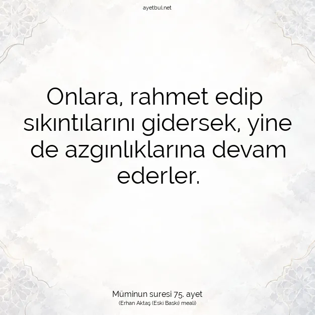 Ayetbul | Kuran Mealleri | Quran | Müminun suresi 75. ayet