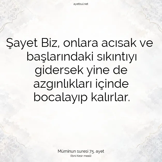 Ayetbul | Kuran Mealleri | Quran | Müminun suresi 75. ayet