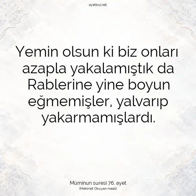 Ayetbul | Kuran Mealleri | Quran | Müminun suresi 76. ayet