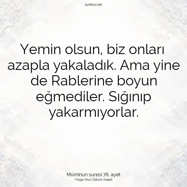 Ayetbul | Kuran Mealleri | Quran | Müminun suresi 76. ayet