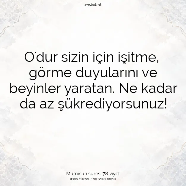 Ayetbul | Kuran Mealleri | Quran | Müminun suresi 78. ayet
