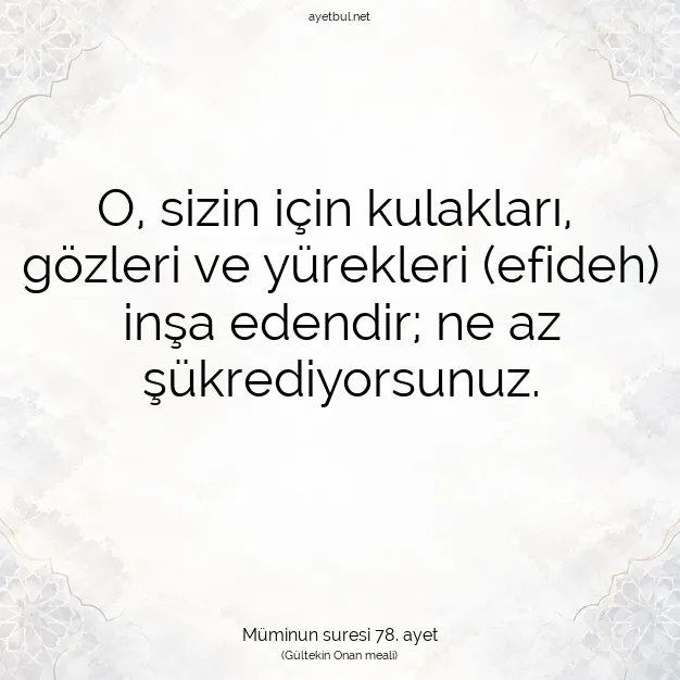 Ayetbul | Kuran Mealleri | Quran | Müminun suresi 78. ayet