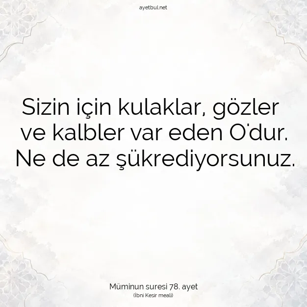 Ayetbul | Kuran Mealleri | Quran | Müminun suresi 78. ayet
