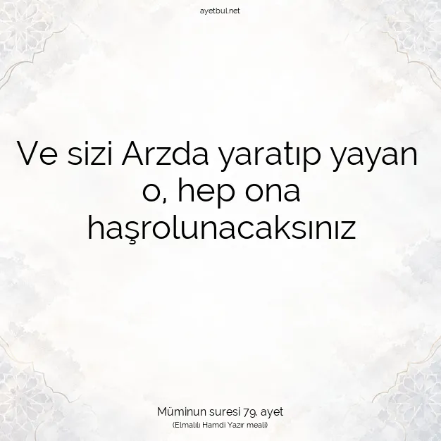 Ayetbul | Kuran Mealleri | Quran | Müminun suresi 79. ayet