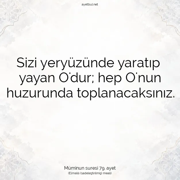 Ayetbul | Kuran Mealleri | Quran | Müminun suresi 79. ayet