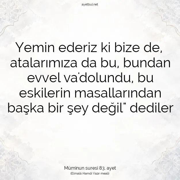 Ayetbul | Kuran Mealleri | Quran | Müminun suresi 83. ayet