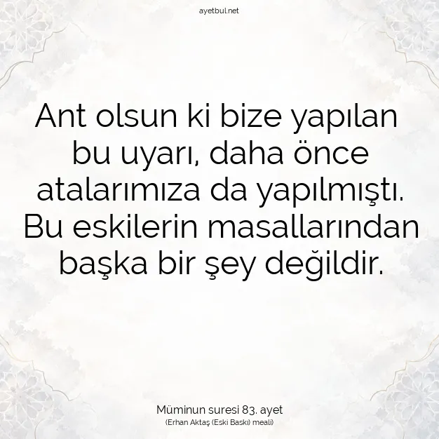 Ayetbul | Kuran Mealleri | Quran | Müminun suresi 83. ayet