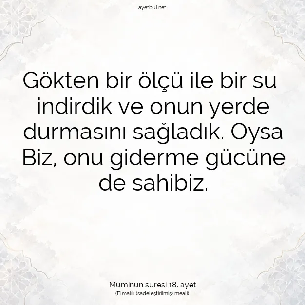 Ayetbul | Kuran Mealleri | Quran | Müminun suresi 18. ayet
