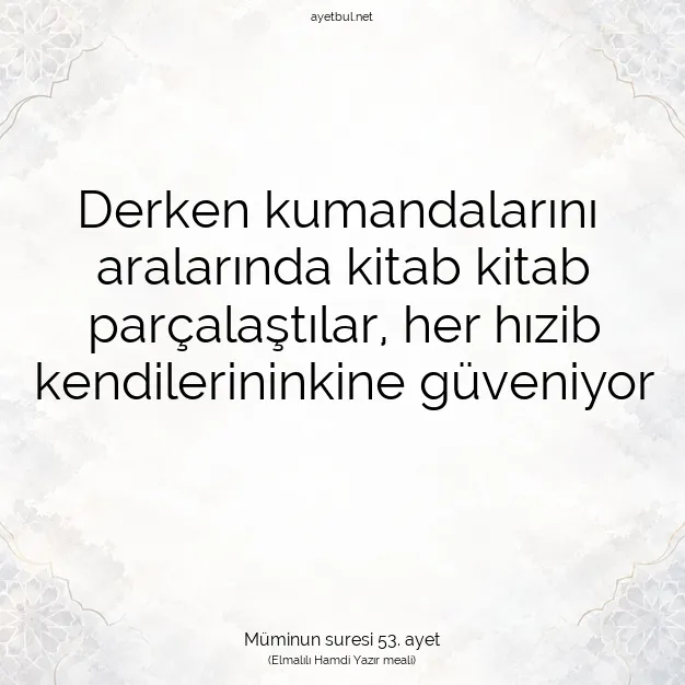 Ayetbul | Kuran Mealleri | Quran | Müminun suresi 53. ayet