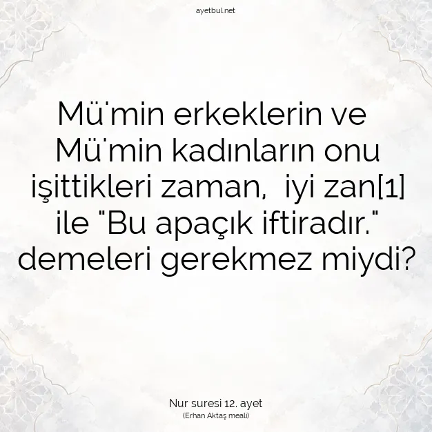 Ayetbul | Kuran Mealleri | Quran | Nur suresi 12. ayet