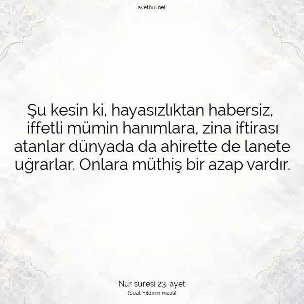 Ayetbul | Kuran Mealleri | Quran | Nur suresi 23. ayet