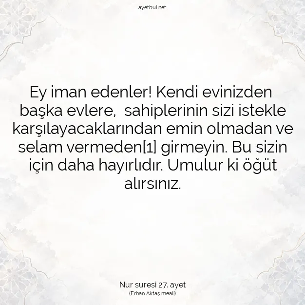 Ayetbul | Kuran Mealleri | Quran | Nur suresi 27. ayet